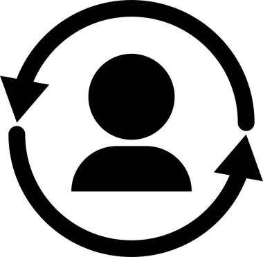 Kullanıcı simgesi ve dönen ok simgesi.