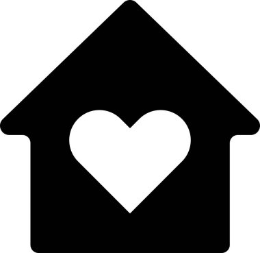 Kalp ve ev ikonları. Ev simgesi.