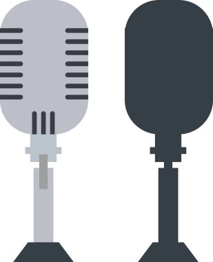 Eski mikrofon simgesi seti. Düzenlenebilir vektör.