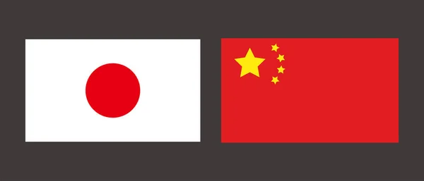 Japansk Och Kinesisk Flagga Vektor — Stock vektor
