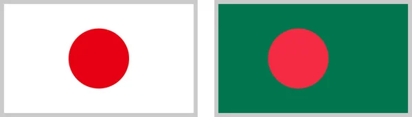 Flaggen Von Japan Und Bangladesch Vektor — Stockvektor