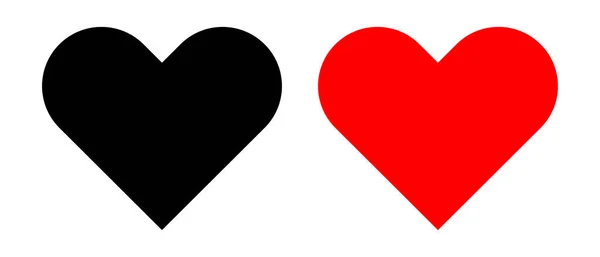 Black Red Heart Mark Icon Set Vector — Stock Vector