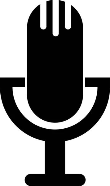Podcast Mikrofon Ikonu Siyah Vektör — Stok Vektör