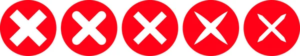 Набор Значков Креста Показывающих Мошенничество Ошибки Красный Вектор — стоковый вектор