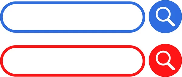 Mavi ve kırmızı arama için vektör simgesi. Arama Kutusu ve Arama Çubuğu.