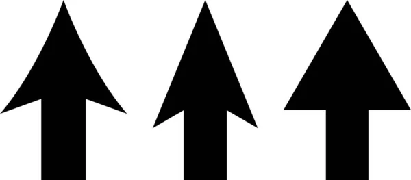 Tre Tipi Set Icone Freccia Semplice Icona Vettoriale Nera Puntatori — Vettoriale Stock