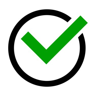 Yeşil işaret simgesi. Yuvarlak vektör illüstrasyonu.