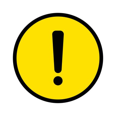 Sarılı yuvarlak ünlem simgesi. Uyarı ya da uyarı gösteriyordu. Vektör.