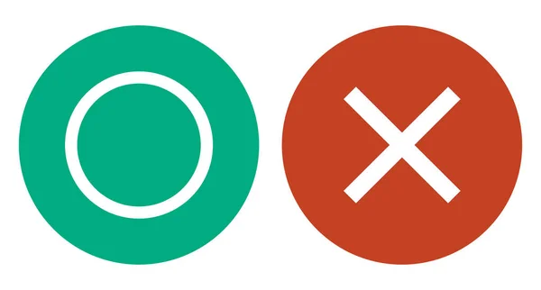 Ein Grünes Kreissymbol Und Ein Rotes Kreuzsymbol Leicht Dunkler Ton — Stockvektor