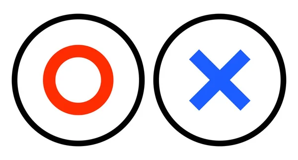 Kreis Und Kreuzzeichen Symbole Einfache Vektorillustration Richtige Oder Falsche Antwort — Stockvektor
