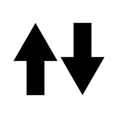 Üst ok ve alt ok simgesi hazır. Yükselmek ve düşmek için ideal.