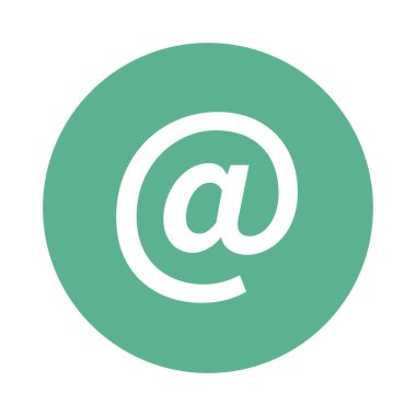 Düz @ simgesi. Yeşil yuvarlak vektör.