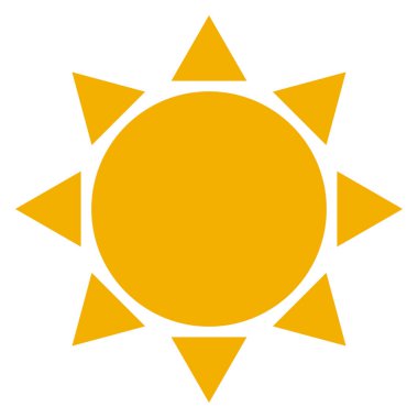 Turuncu güneş düz simgesi. Vektör illüstrasyonu.