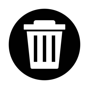 Çöp kutusunun yuvarlak simgesi. Düz vektör.