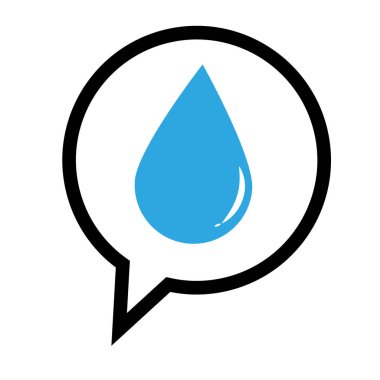 Su damlacıkları konuşma balonunda ikon oluşturur. Gerilimi ifade eden vektör.