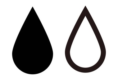 Siyah beyaz su damlacıklarından oluşan siluet ikonu seti. vektör.