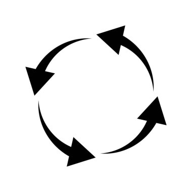 Dört ok simgesi dönüyor. Basit ve düz vektör.