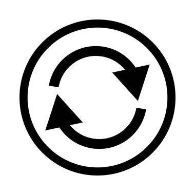 Basit bir geri dönüşüm işareti simgesi. Siyah ve beyaz vektör.