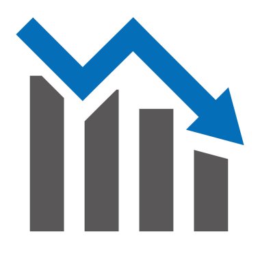 Düşük ok ve grafik simgesi. vektör.
