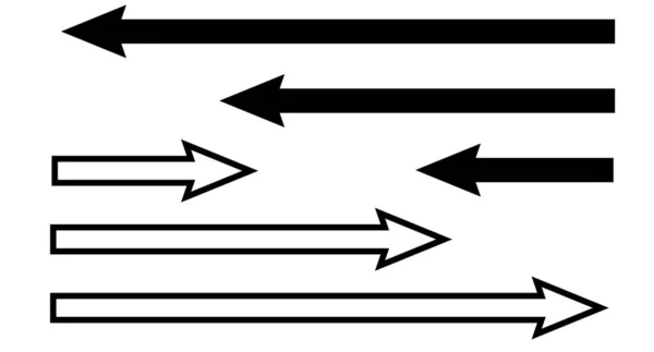 Arrow Icon Various Lengths Black White Vector Image Set — Stock vektor