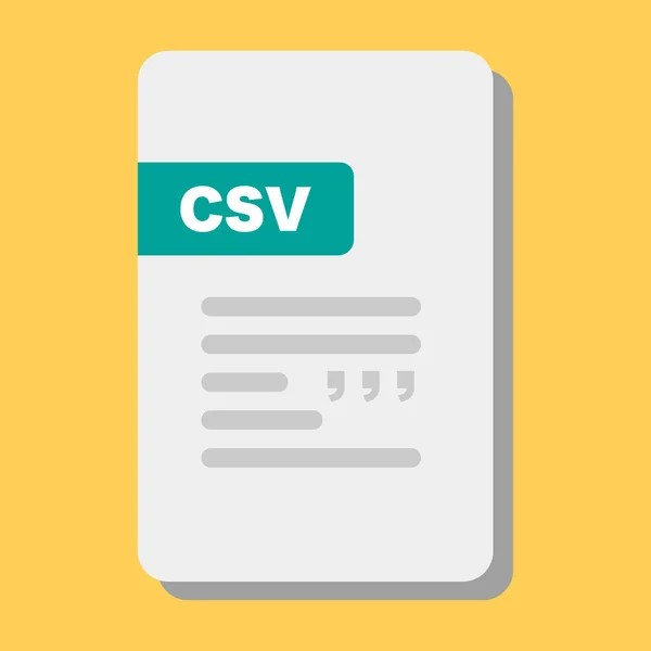 Archivo Csv Con Fondo Amarillo Icono Vector Plano — Archivo Imágenes Vectoriales