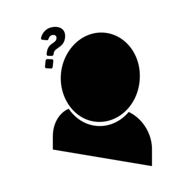 Şüpheyi hisseden kişi simgesi. Siyah renkli vektör.