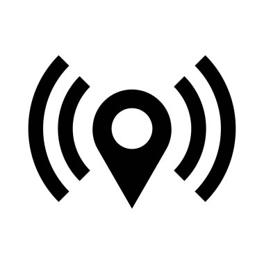 Map pins and radio silhouettes. Vectors.