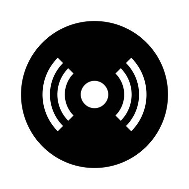 Black circle radio wave icon. Vector.