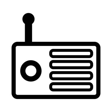 Radio icon with antenna. Vector.