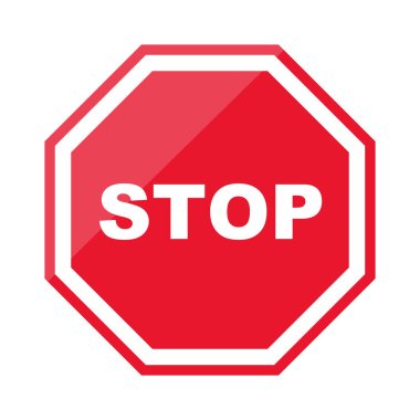 Glossy red stop mark sign. Vector.