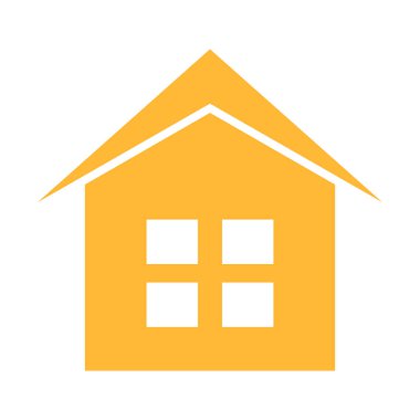 House icon with orange window. Vector.