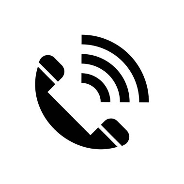 Phone icon during a call. Silhouette of a black handset. Vector.