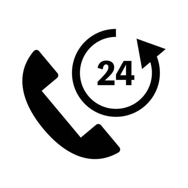 Hour Support Icon Telephone Vector — ストックベクタ