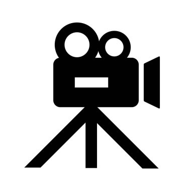 Kamera ikonu. Sinema kamerası. Çekim kamerası. Grafik ve web tasarımı için logo vektör resmi.