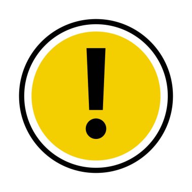 Exclamation point icon on a yellow circle background. Caution sign. Warning danger sign. Vectors.