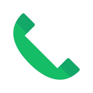 Green flat design phone icon. Vector.