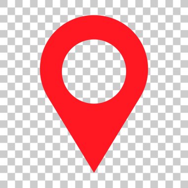 A map pin icon with a transparent background. Vector.