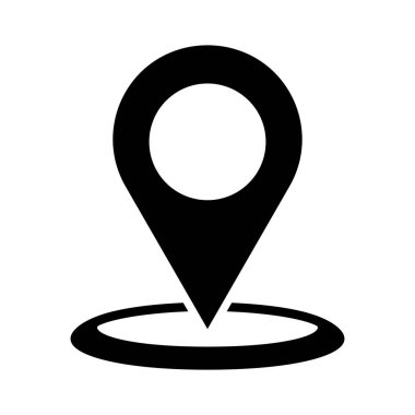 Map pin icon of a map standing on a round circle. Vector.
