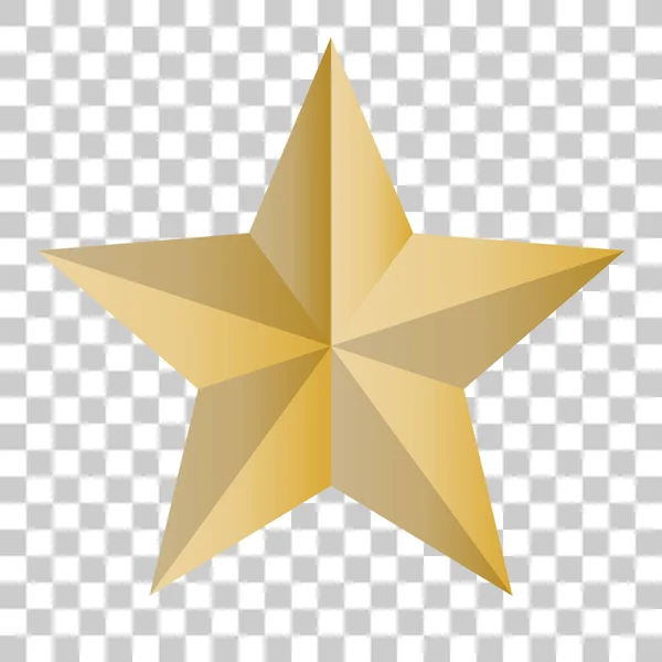 Shiny Realistic Gold Star Icon Vector Transparent Background — Stock Vector