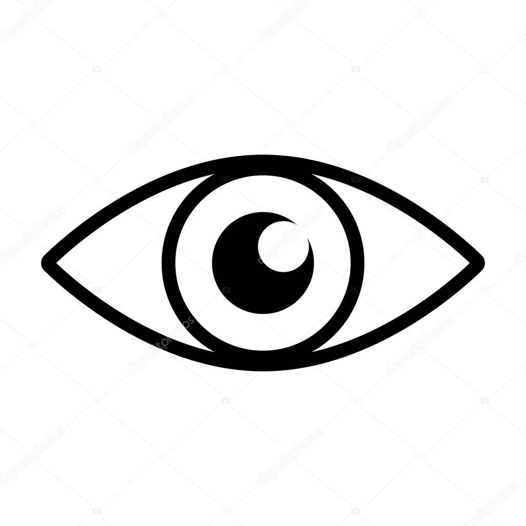 Simple eye icon with shining eyes. Vector.