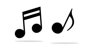 Eğlenceli bir müzik nota ikonu seti. Gölgeli vektör.