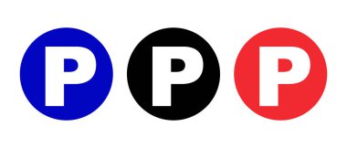 Round parking sign icon set. Vector. Colorful icon.