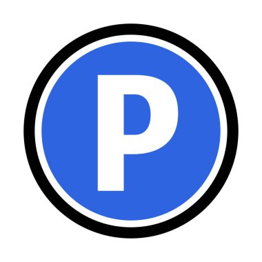 Car silhouette and parking sign vector icon. Simple illustration in flat design.