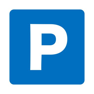 Blue parking sign in the shape of a square. Vector.
