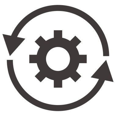 Rotating arrow and gear icon. Vectors.
