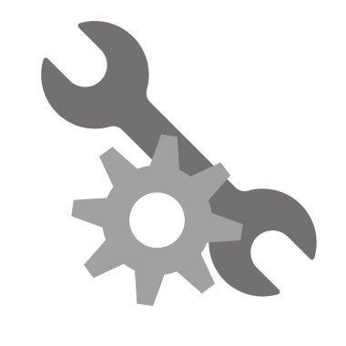 Icon set of gears and spanner. Vectors about tools.