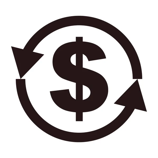 Rotating Arrow Dollar Sign Silhouette Icon Simple Vector Illustration Can — 스톡 벡터