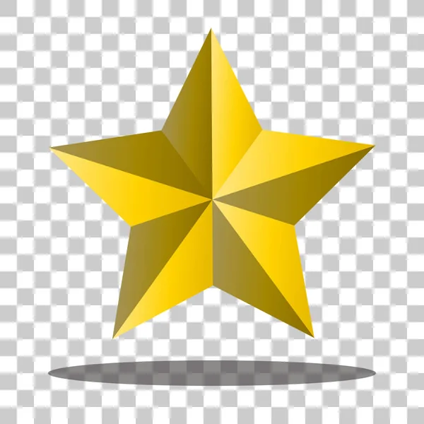 Shiny Gold Star Icon Vector Illustration Shadow Data Transparent Background — Stock Vector