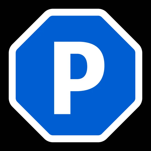 Octagonal Parking Sign Black Background Vector — Image vectorielle