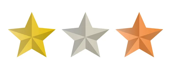 Glossy Three Star Icon Vector Premium Illustration Gold — Vector de stock